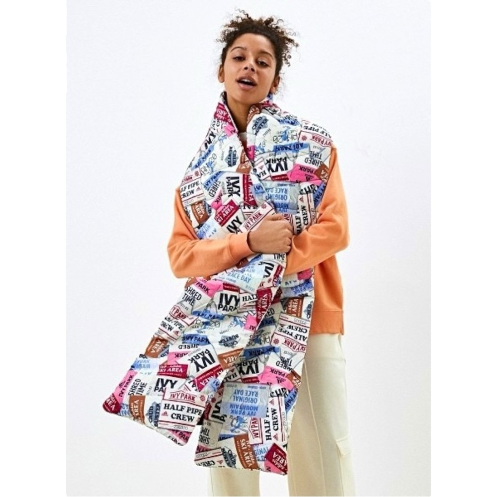 NWT Ivy Park x Adidas White Mixed Print Padded Puffy Ski Scarf